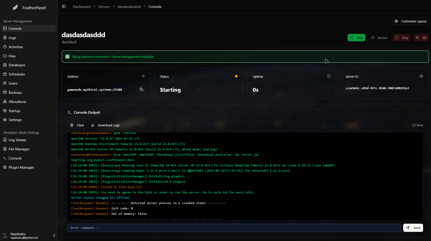 Server Management & Console